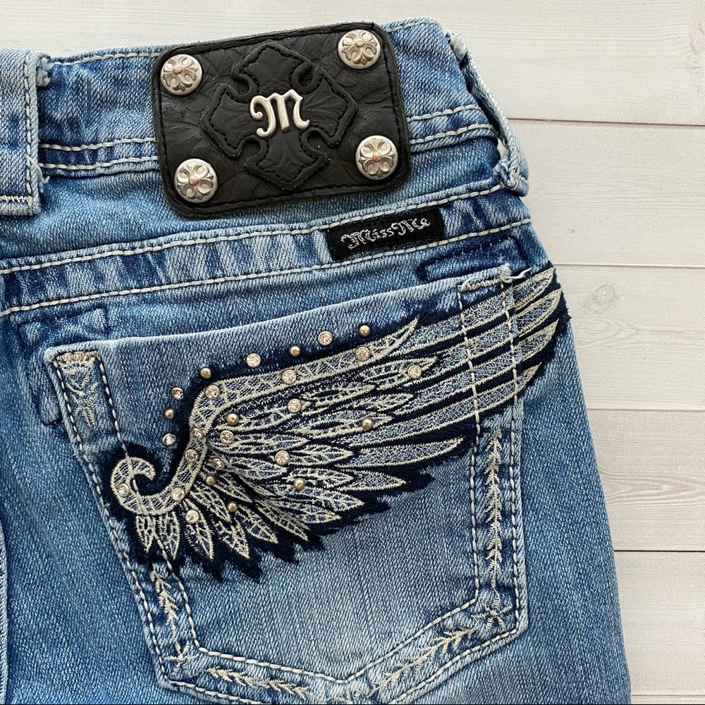 Miss Me Whitewash Boot Cut Pants | Jeans with Angel Wings